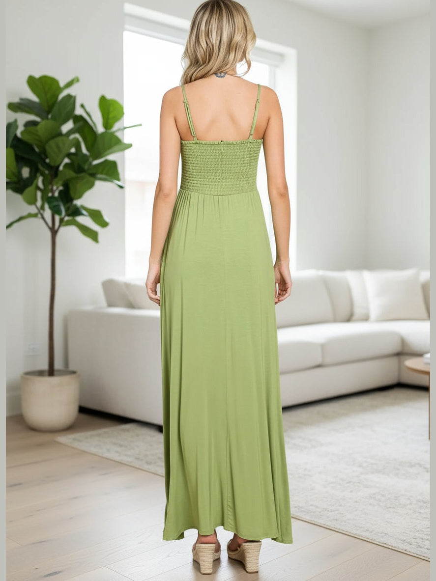 Summer Breeze Cami Maxi Dress (Olive) - Chic Women's Dresses | Belle Kloset Fashion