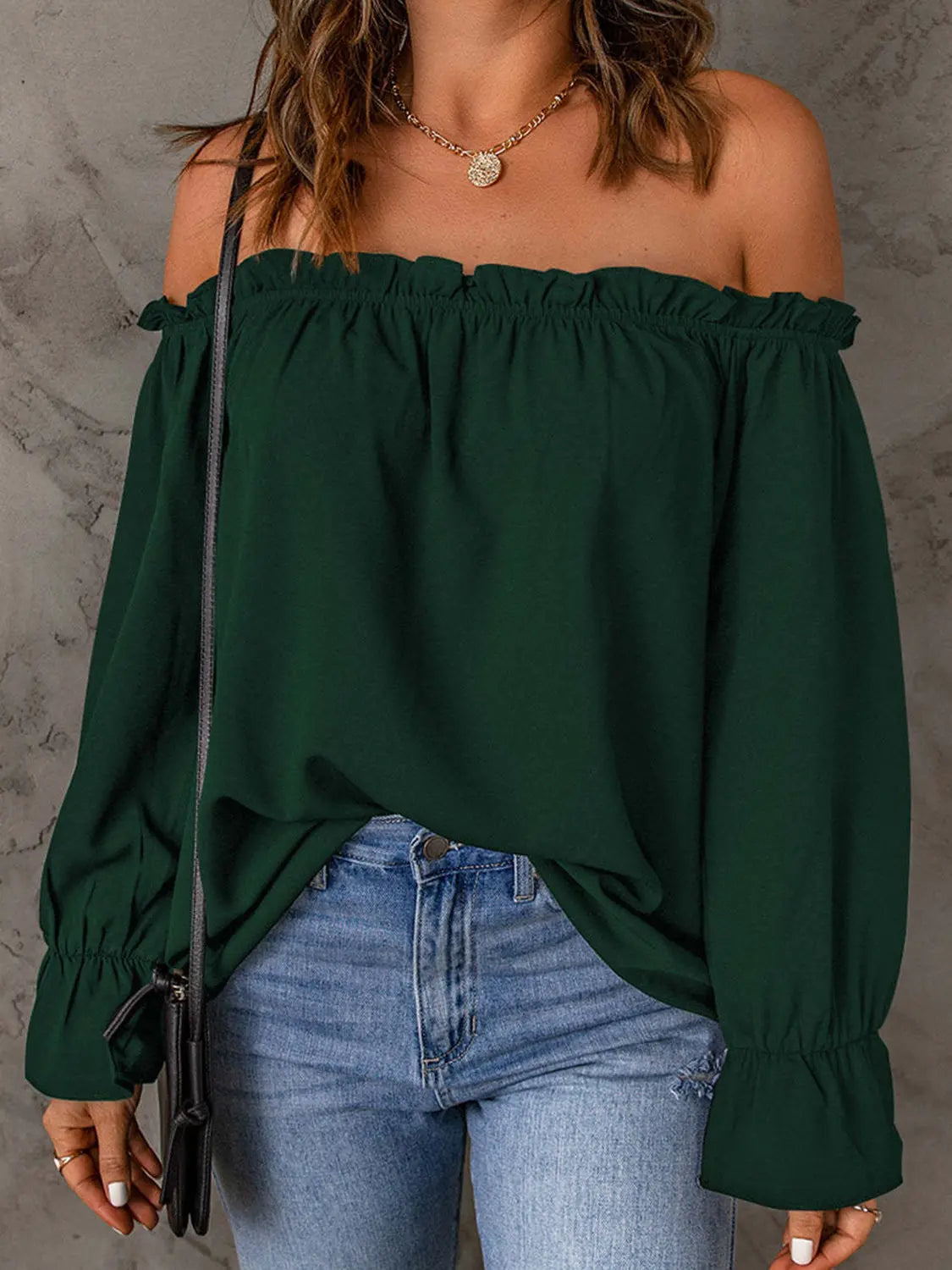 Chic Off-Shoulder Blouse with Ruffle Sleeves - Chic Women's Tops | Belle Kloset Fashion