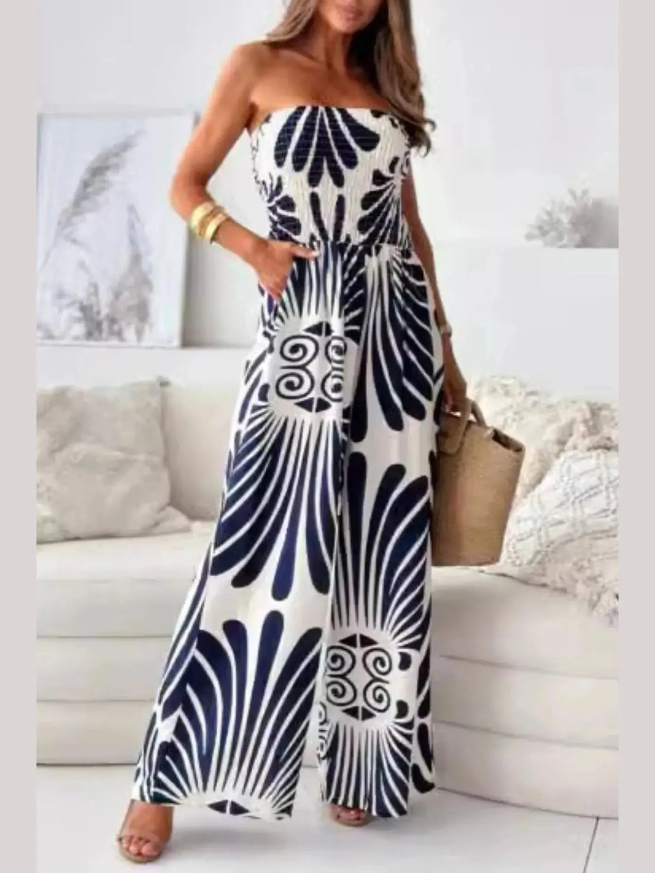 Tropical Breeze Tube Jumpsuit – Chic Women's Outfit Set | Belle Kloset Fashion