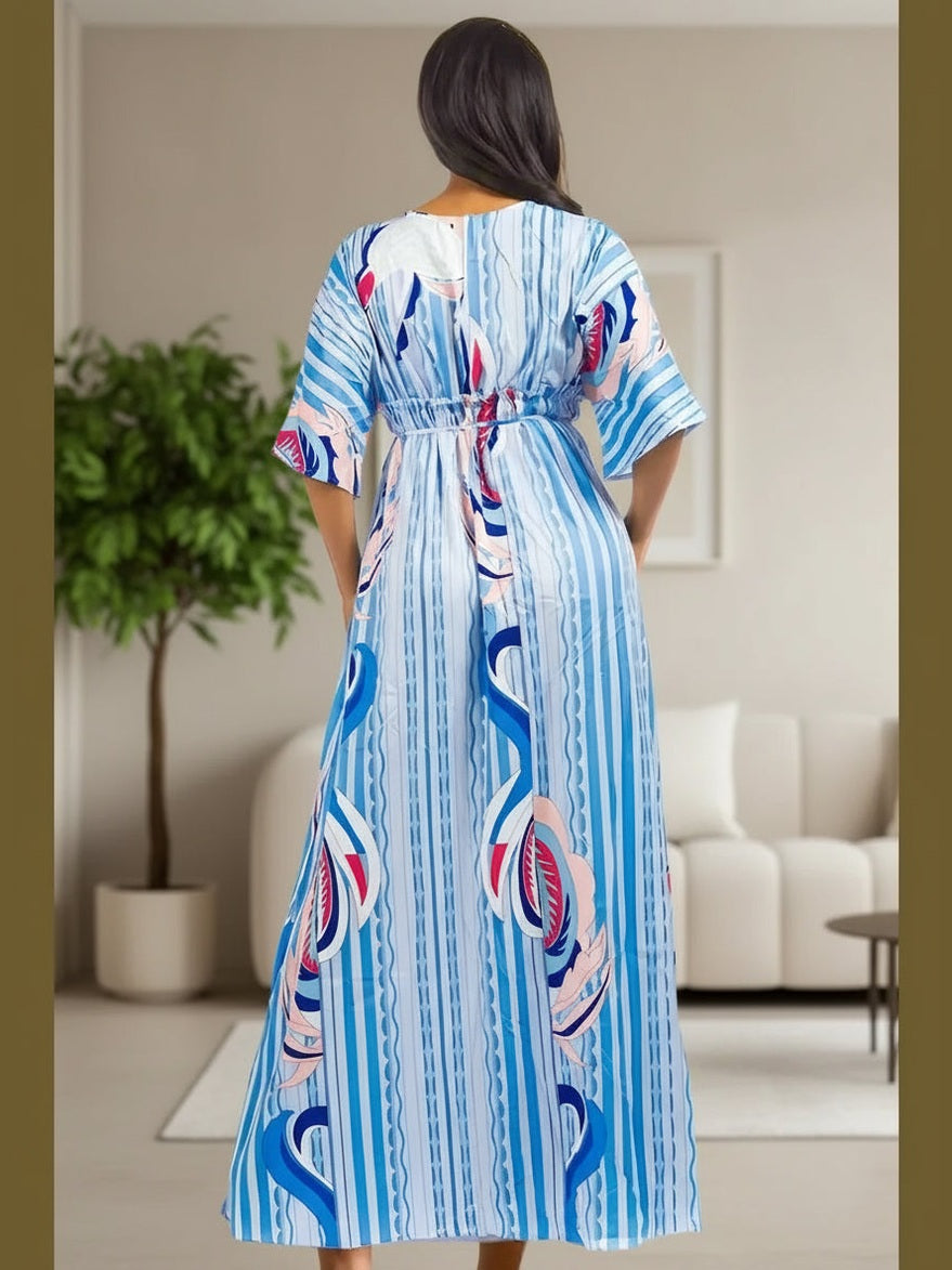 Sunset Breeze Multicolor Dress (Blue) - Chic Women's Dresses | Belle Kloset Fashion