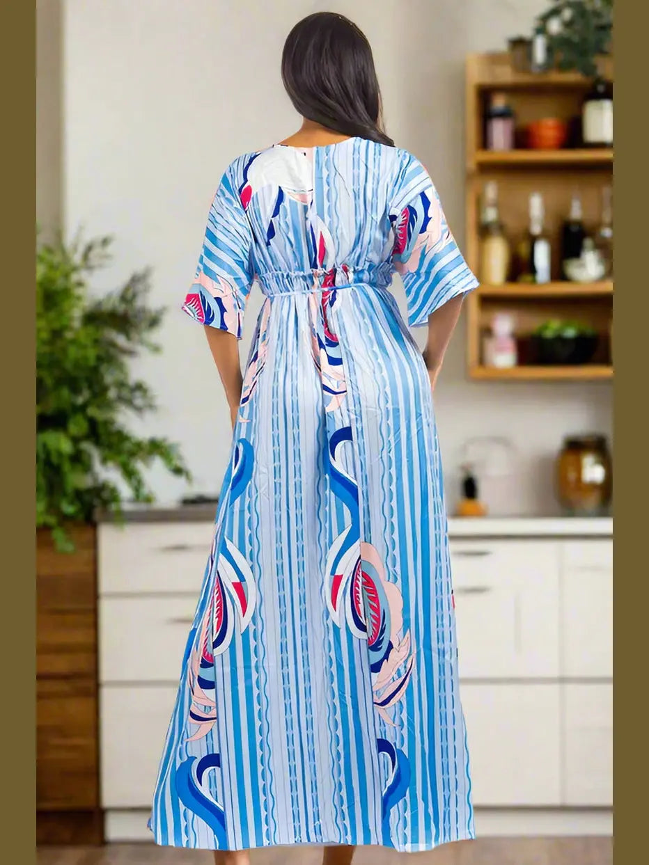 Sunset Breeze Multicolor Dress (Blue) - Chic Women's Dresses | Belle Kloset Fashion