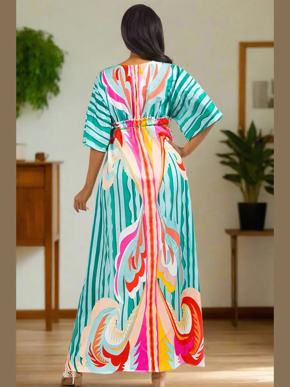 Sunset Breeze Multicolor Dress (Green) - Chic Women's Dresses | Belle Kloset Fashion