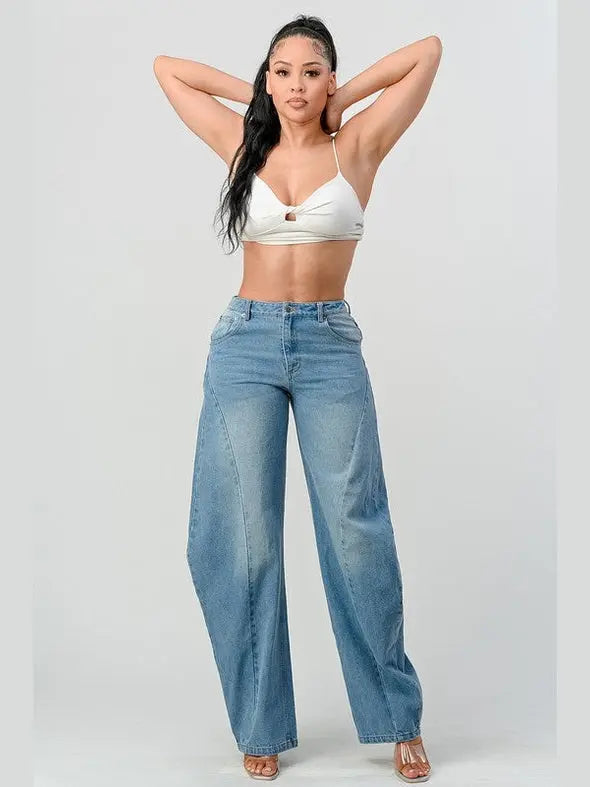 Show Stopper Wide Leg Denim Jeans - Chic Women's Jeans | Belle Kloset Fashion