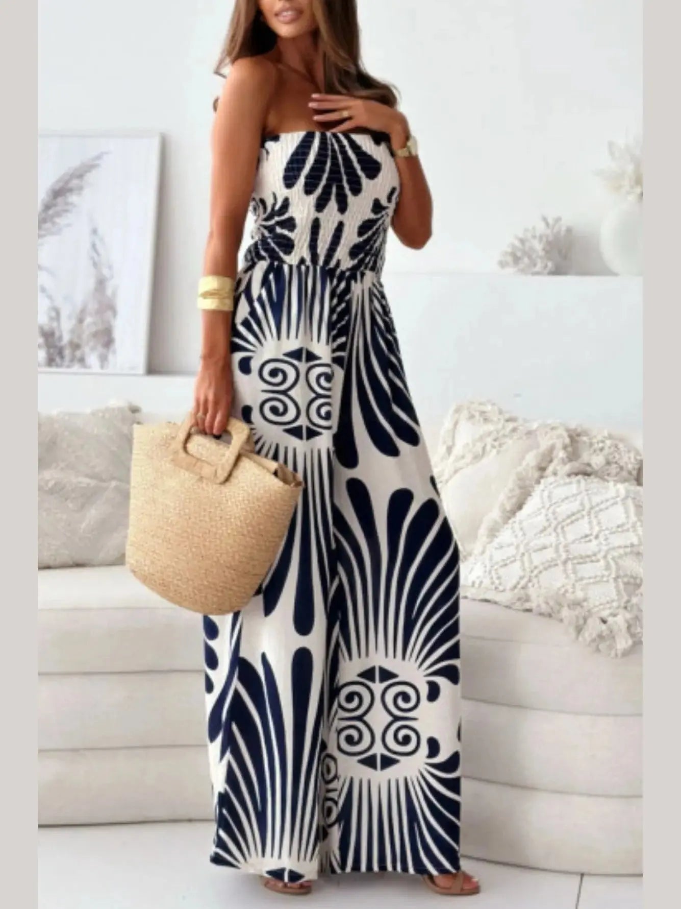 Tropical Breeze Tube Jumpsuit – Chic Women's Outfit Set | Belle Kloset Fashion