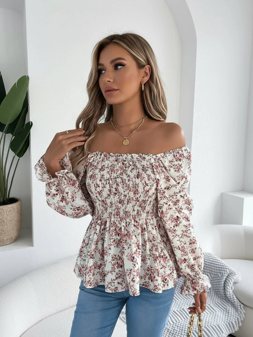 Off Shoulder Floral Blouse – Chic Women's Tops | Belle Kloset Fashion