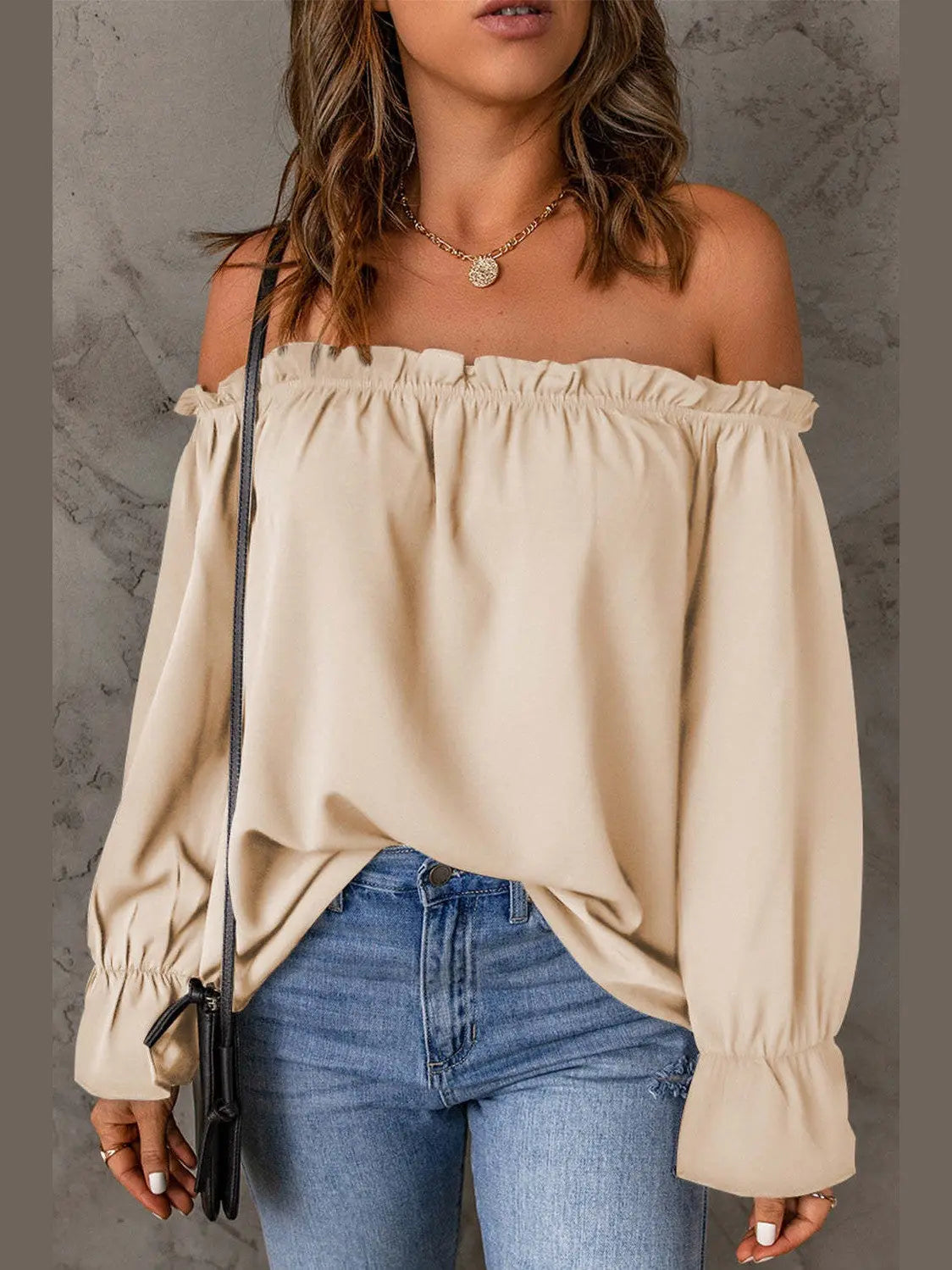 Chic Off-Shoulder Blouse with Ruffle Sleeves - Chic Women's Tops | Belle Kloset Fashion