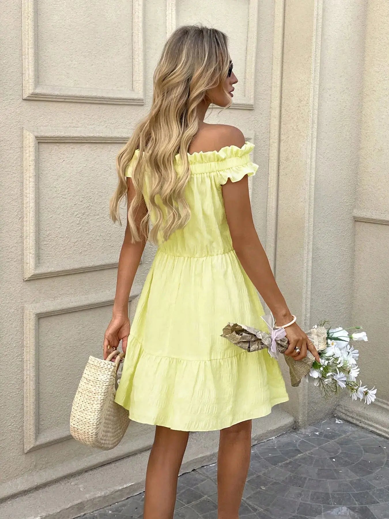Off-Shoulder Ruffle Hem Summer Dress - Chic Women's Dresses | Belle Kloset Fashion