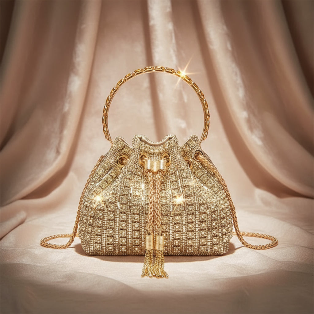 Sparkling Rhinestone Evening Purse for Women, Crossbody Clutch Bag for Prom, Wedding, Club, or Party Nights (2.new-gold) Thryvox