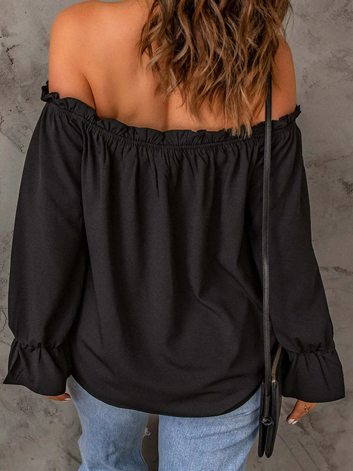 Chic Off-Shoulder Blouse with Ruffle Sleeves - Chic Women's Tops | Belle Kloset Fashion