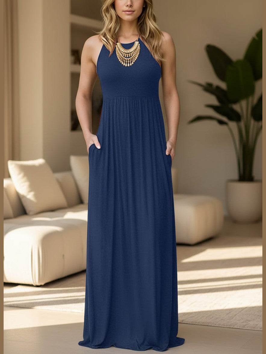 Grecian Neck Dress with Pockets - Chic Women's Dresses | Belle Kloset Fashion