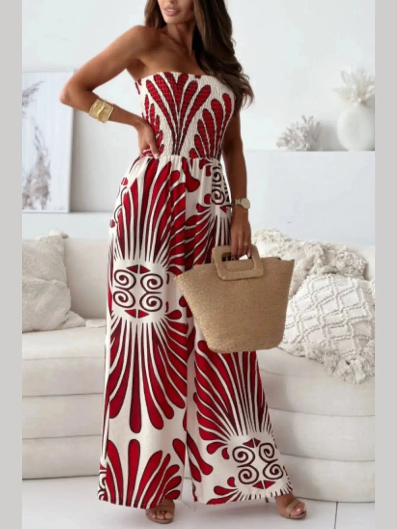 Tropical Breeze Tube Jumpsuit – Chic Women's Outfit Set | Belle Kloset Fashion