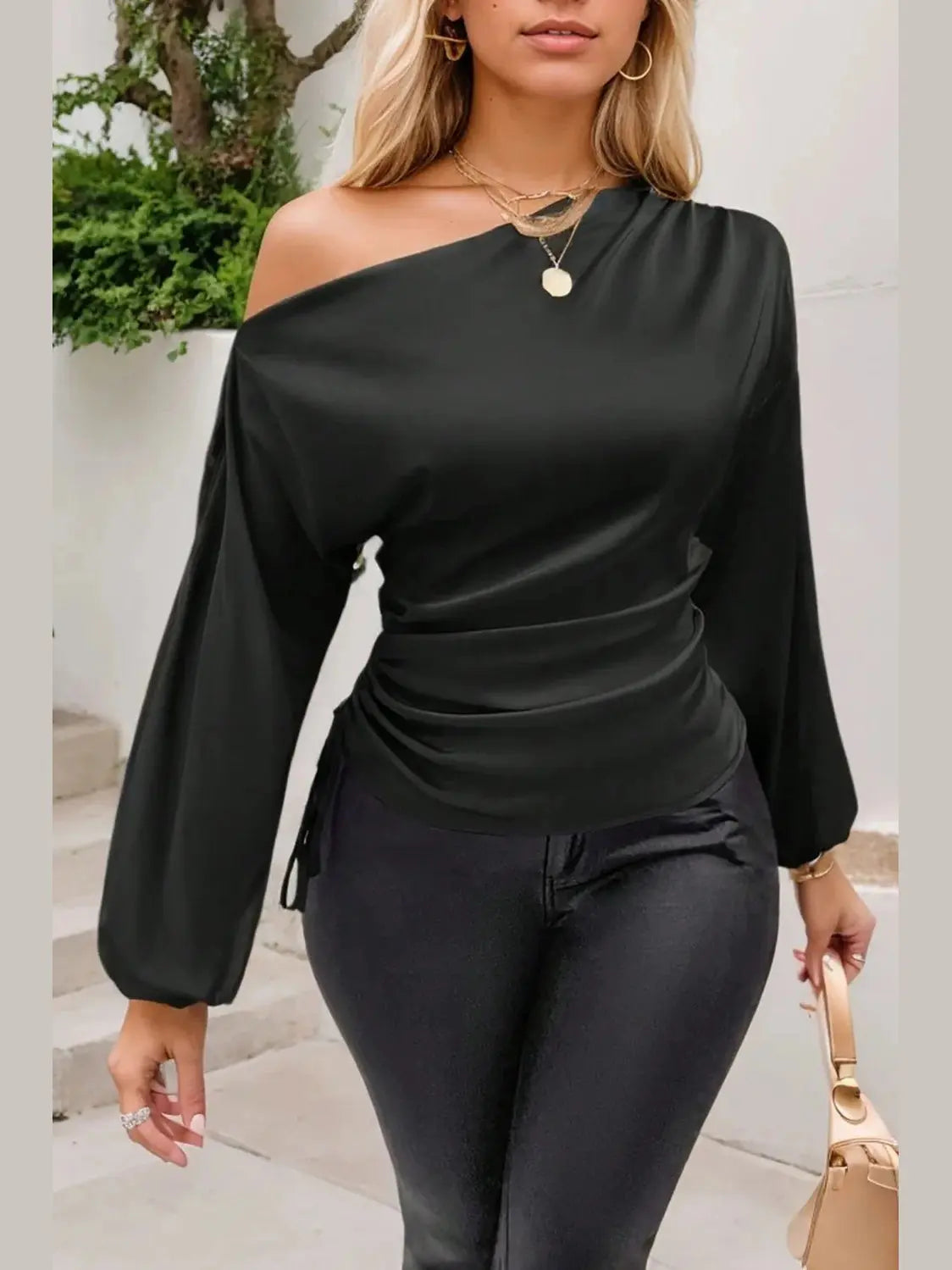 One-Shoulder Luxe Blouse - Chic Women's TOP | Belle Kloset Fashion