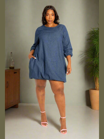 Denim Bubbled Dress