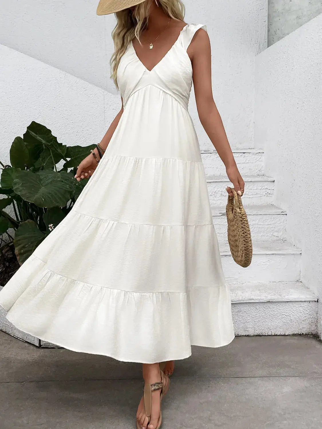 Daydream Tiered V-Neck Dress – Chic Women's Dresses | Belle Kloset Fashion