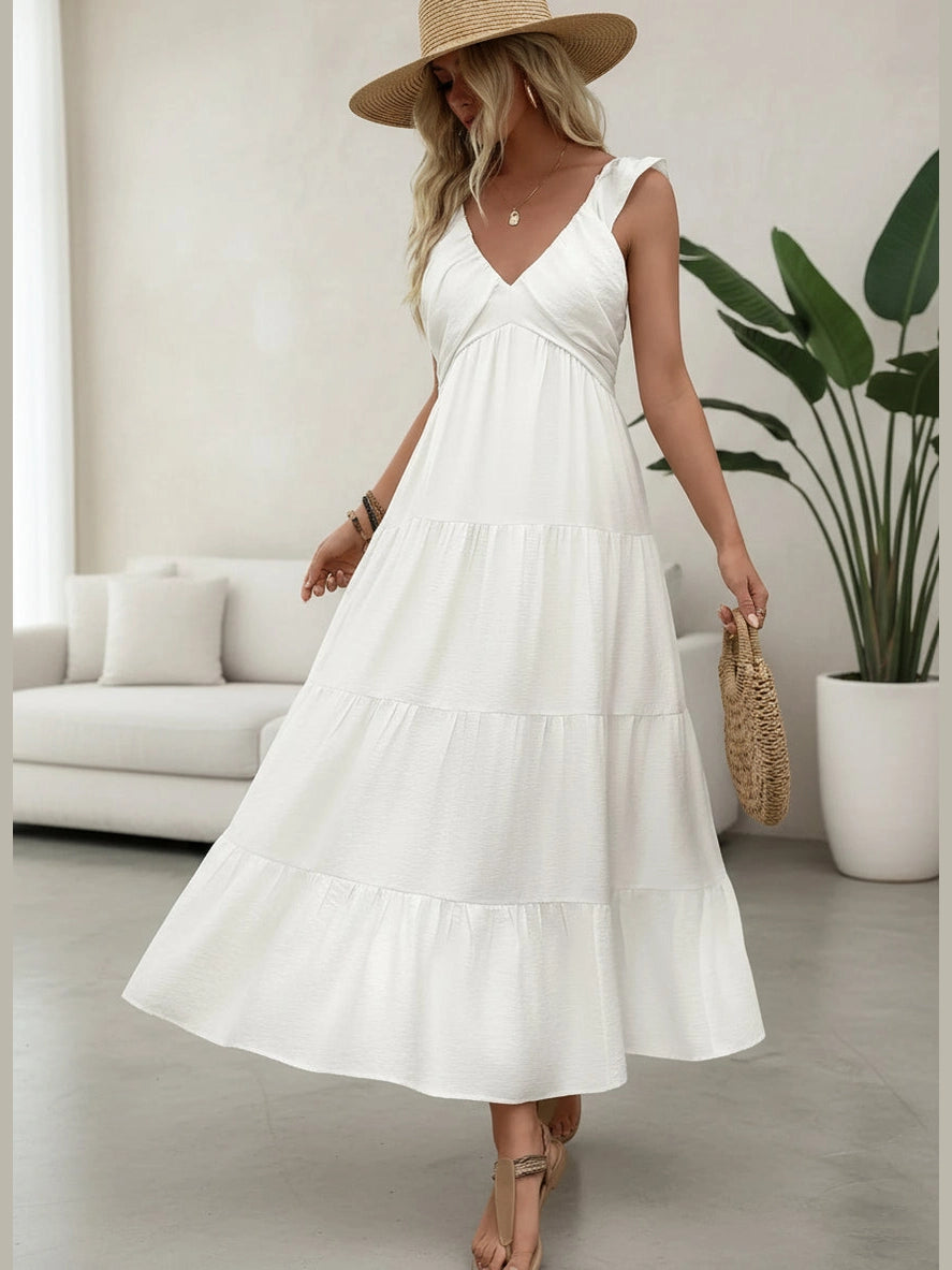 Daydream Tiered V-Neck Dress – Chic Women's Dresses | Belle Kloset Fashion