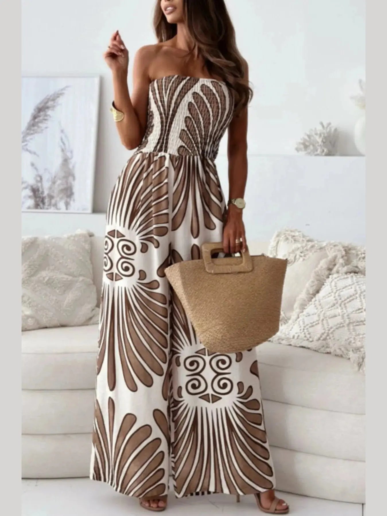 Tropical Breeze Tube Jumpsuit – Chic Women's Outfit Set | Belle Kloset Fashion