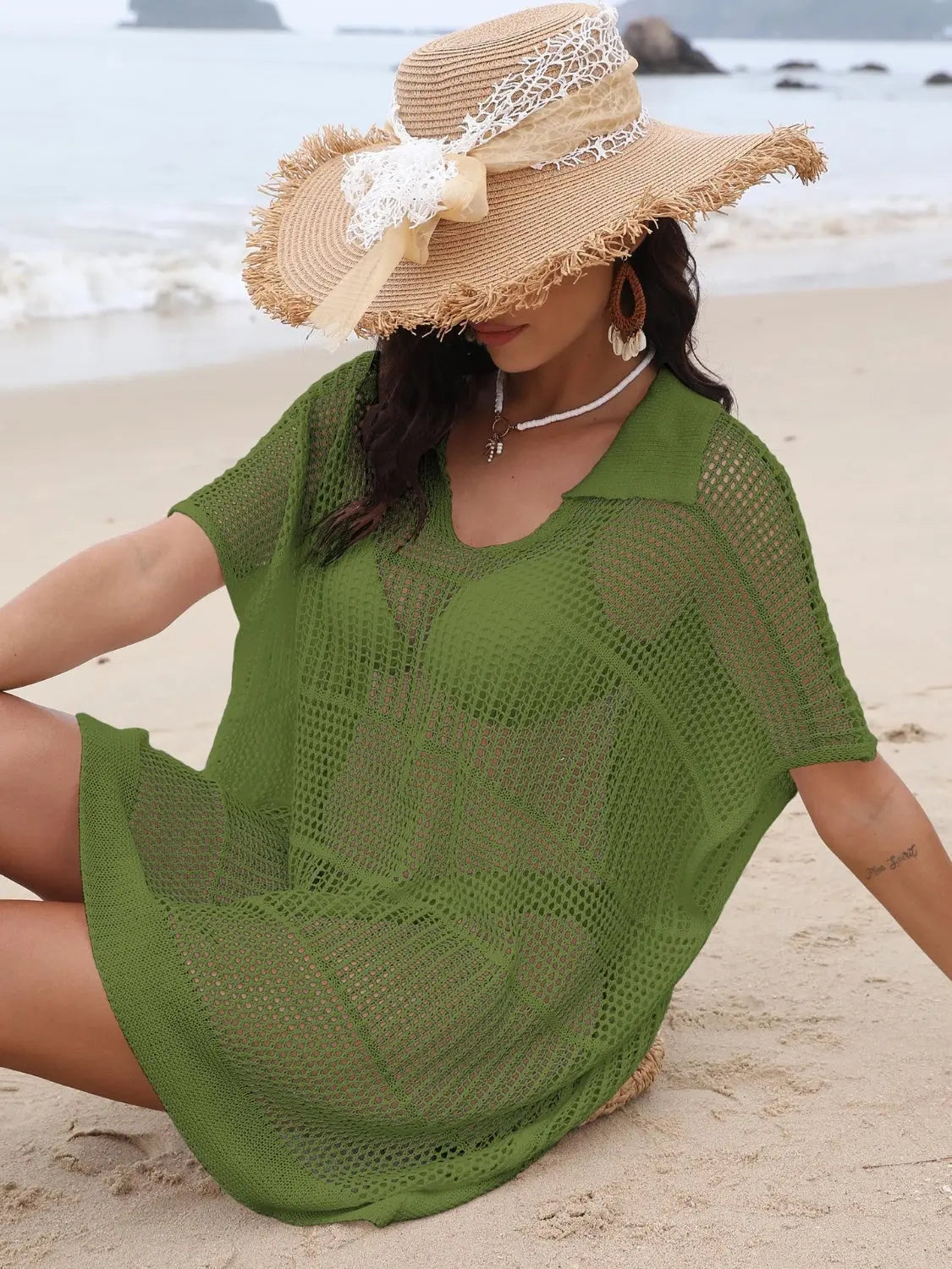 Breezy Luxe Hollow Collar Cover-Up - Chic Women's Tops | Belle Kloset Fashion