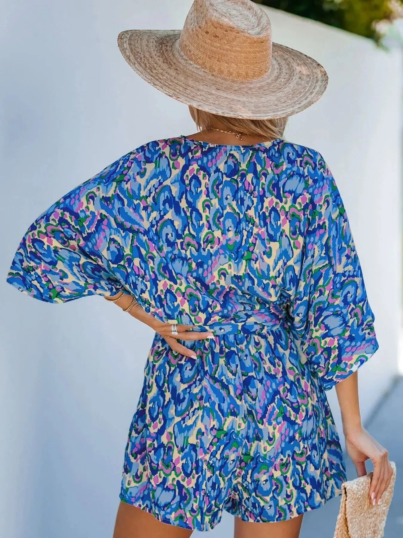 Boho Breeze Floral Batwing Romper – Chic Women's Outfit Set | Belle Kloset Fashion