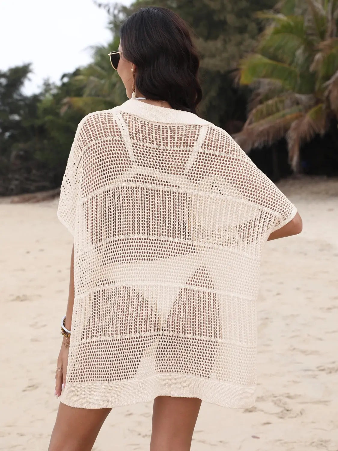 Breezy Luxe Hollow Collar Cover-Up - Chic Women's Tops | Belle Kloset Fashion