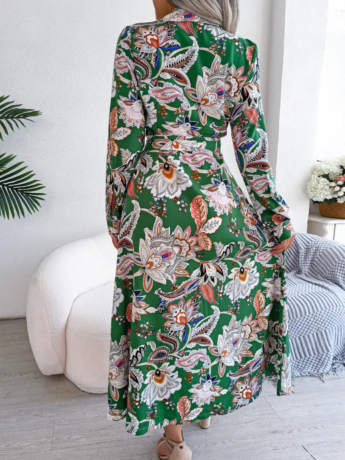 With Flare Tied Printed Midi Dress - Chic Women's Dresses | Belle Kloset Fashion