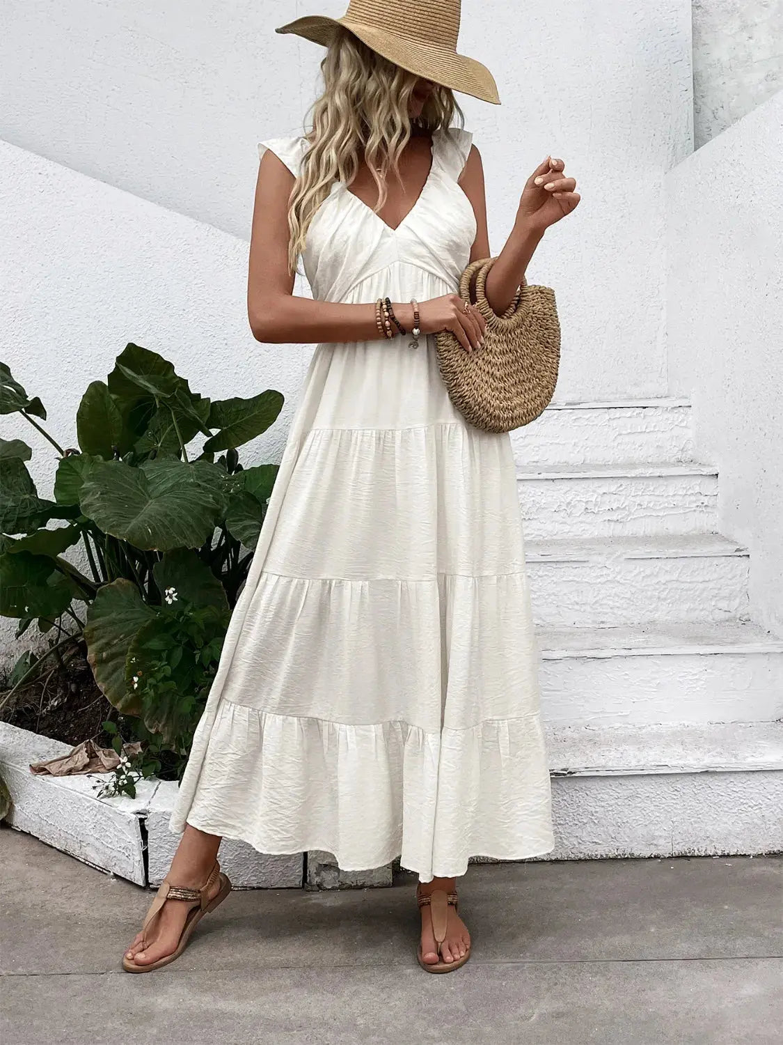 Daydream Tiered V-Neck Dress – Chic Women's Dresses | Belle Kloset Fashion