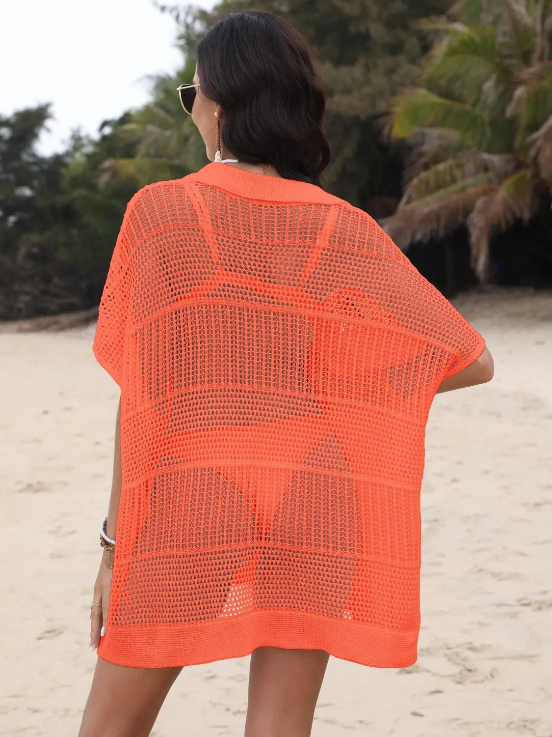Breezy Luxe Hollow Collar Cover-Up - Chic Women's Tops | Belle Kloset Fashion