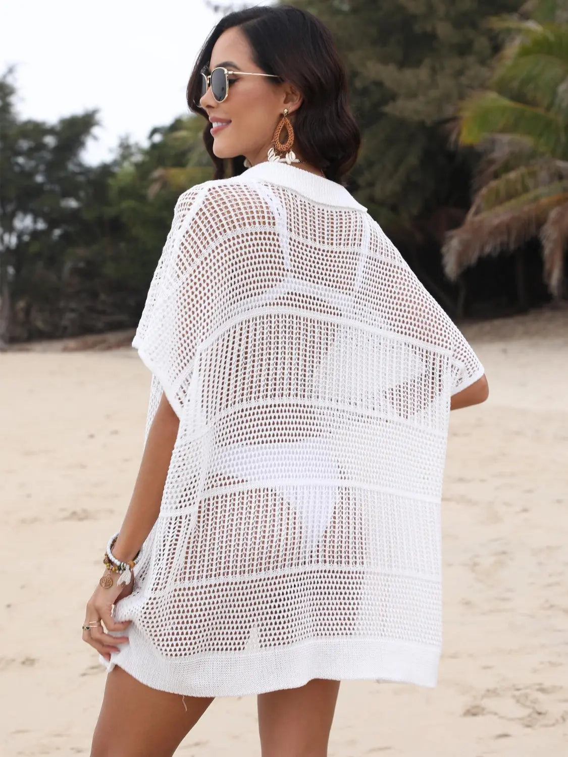 Breezy Luxe Hollow Collar Cover-Up - Chic Women's Tops | Belle Kloset Fashion