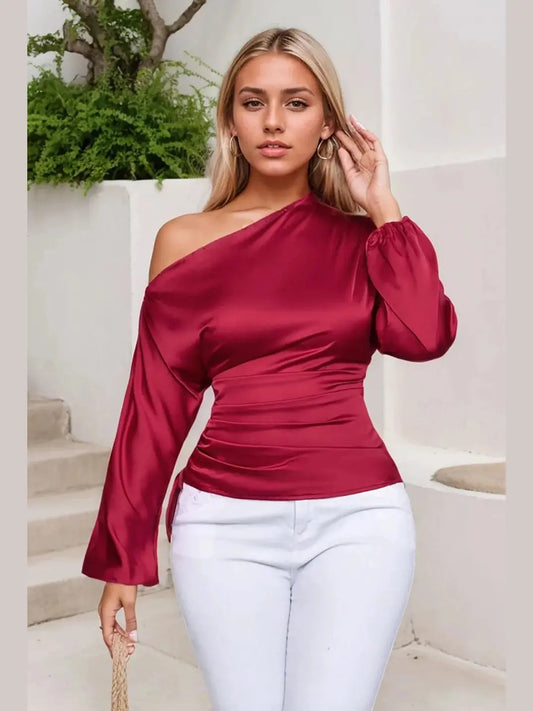 One-Shoulder Luxe Blouse - Chic Women's TOP | Belle Kloset Fashion