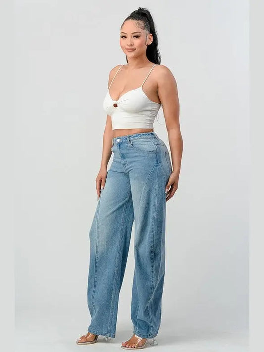 Show Stopper Wide Leg Denim Jeans - Chic Women's Jeans | Belle Kloset Fashion