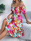 Floral Midi Dress With Short Sleeves – Chic Women's Dresses | Belle Kloset Fashion