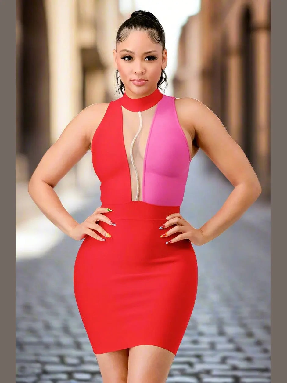 Two Tone Mini Dress - Chic Women's Dresses | Belle Kloset Fashion