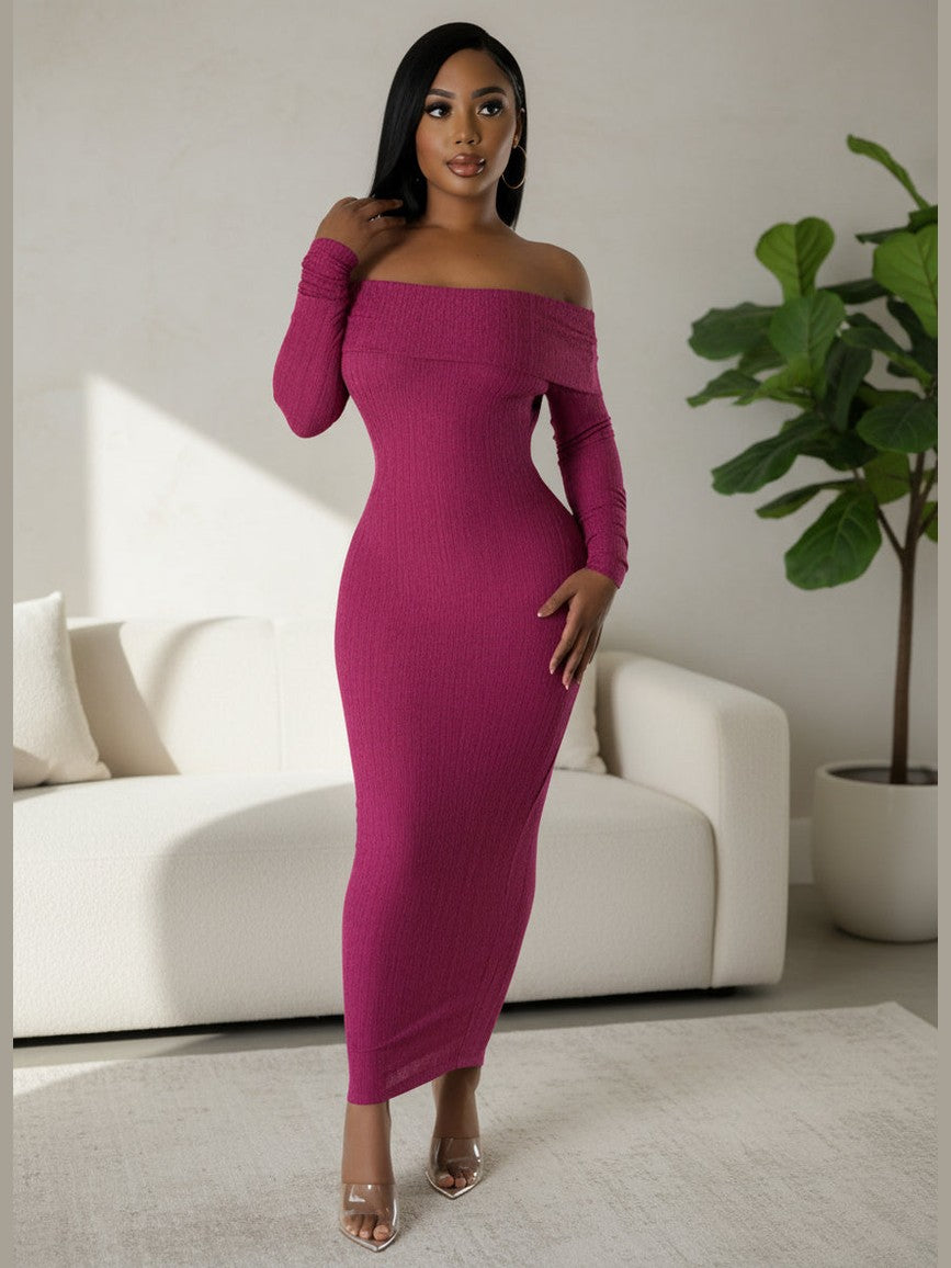 Celeste Off-Shoulder Bodycon Maxi Dress – Chic Women's Dresses | Belle Kloset Fashion