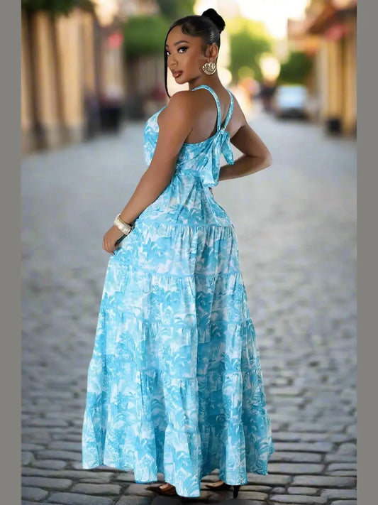 Summer Fling Maxi Dress (Blue) - Chic Women's Dresses | Belle Kloset Fashion