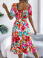 Floral Midi Dress With Short Sleeves – Chic Women's Dresses | Belle Kloset Fashion
