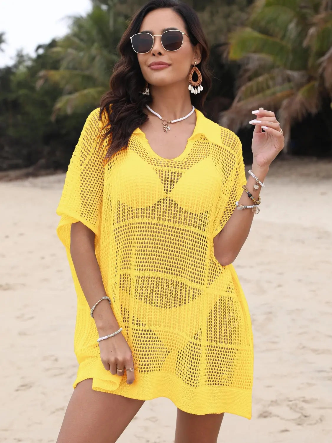 Breezy Luxe Hollow Collar Cover-Up - Chic Women's Tops | Belle Kloset Fashion