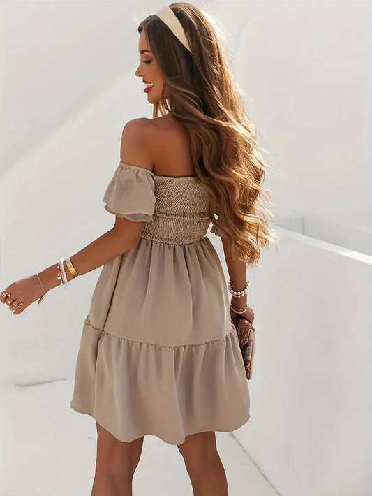 Flirty & Feminine: Ruffled Off-Shoulder Dress – Chic Women's Dresses | Belle Kloset Fashion