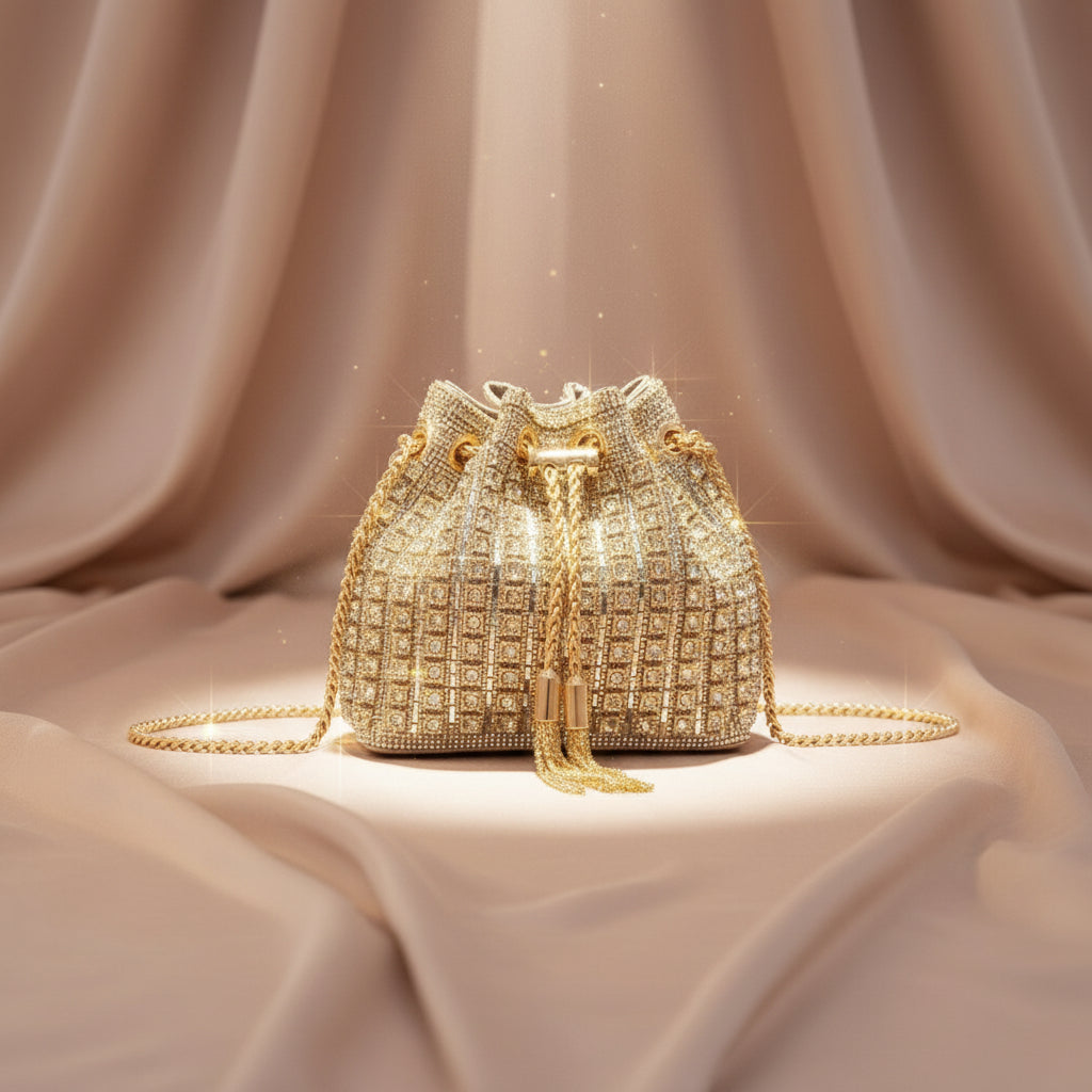 Sparkling Rhinestone Evening Purse for Women, Crossbody Clutch Bag for Prom, Wedding, Club, or Party Nights (2.new-gold) Thryvox