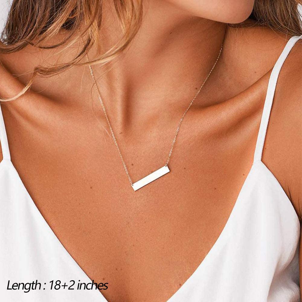 Dainty Layering Simulated Pearls Bar Necklace Hammered Disc Pendant Necklaces Simple Layering Necklace Choker for Women Turandoss