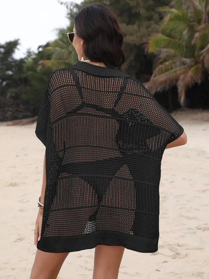 Breezy Luxe Hollow Collar Cover-Up - Chic Women's Tops | Belle Kloset Fashion