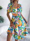 Floral Midi Dress With Short Sleeves – Chic Women's Dresses | Belle Kloset Fashion