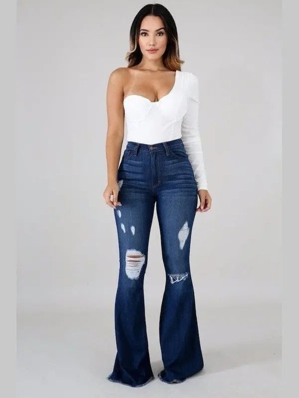 Skylar Bell Bottom Jean- Inseam 32" - Chic Women's  | Belle Kloset Fashion