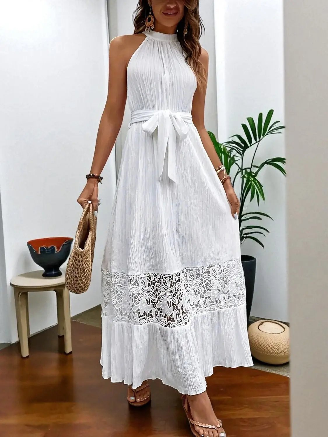 Angelic Lace Detail Maxi Dress Belle Kloset