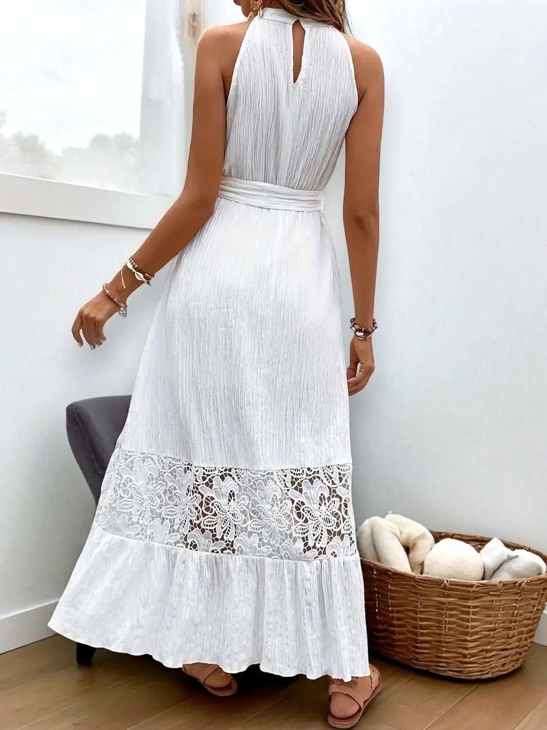 Angelic Lace Detail Maxi Dress Belle Kloset
