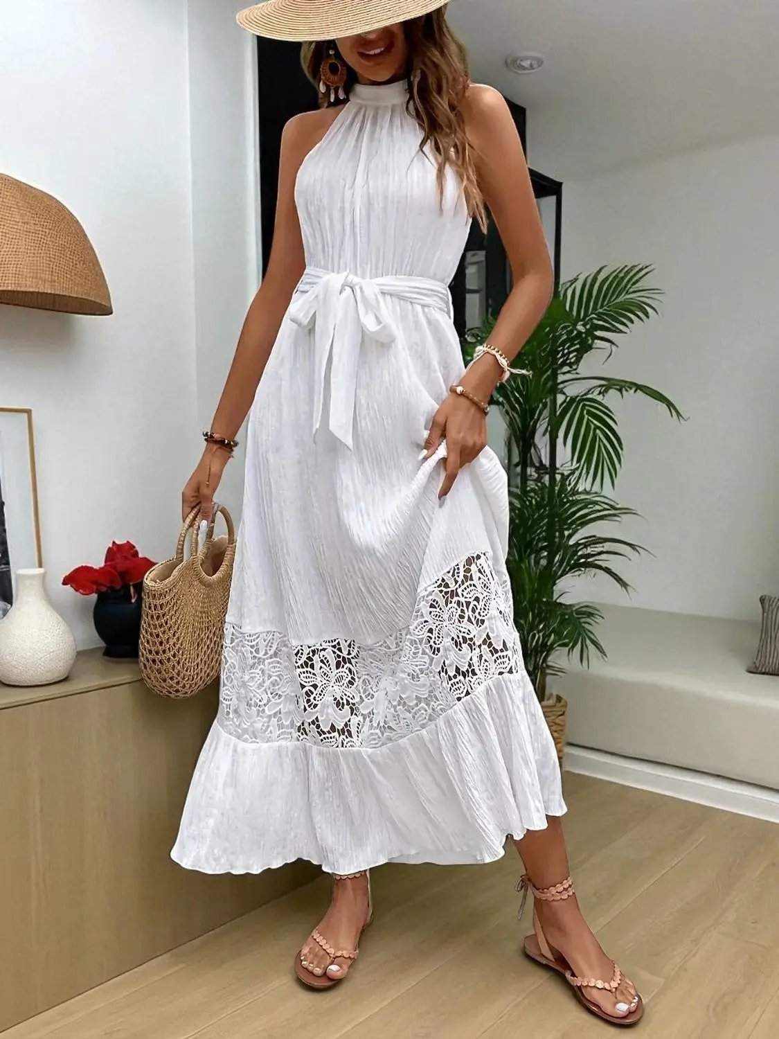 Angelic Lace Detail Maxi Dress Belle Kloset