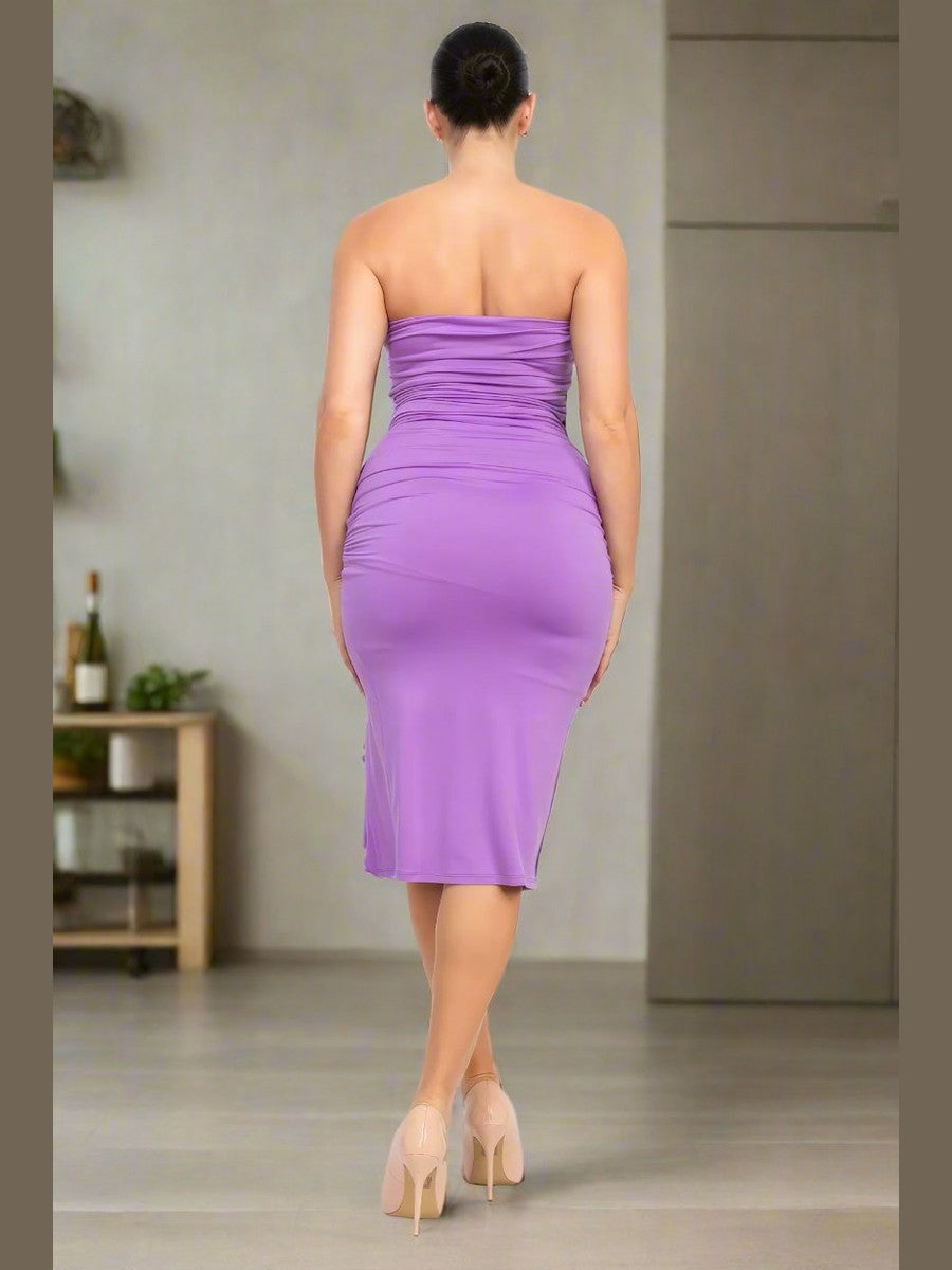 Jazzy Tube Slit Dress Purple