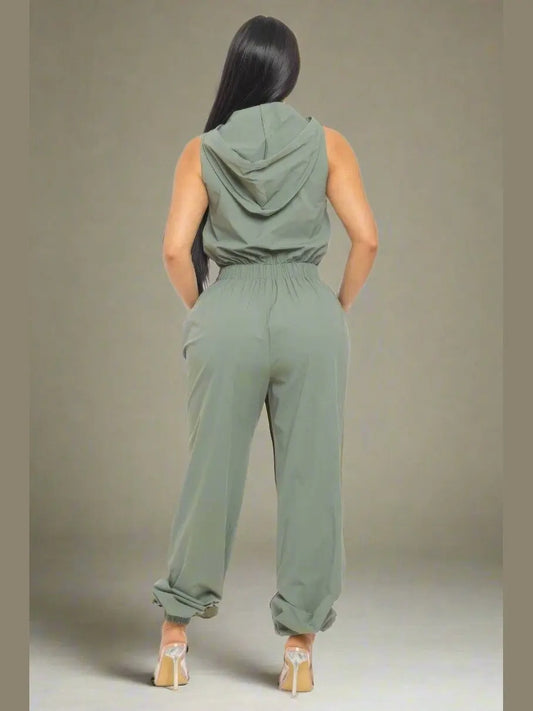 Hooded Cargo Jumpsuit (Olive) - Chic Women's Outfit Set | Belle Kloset Fashion