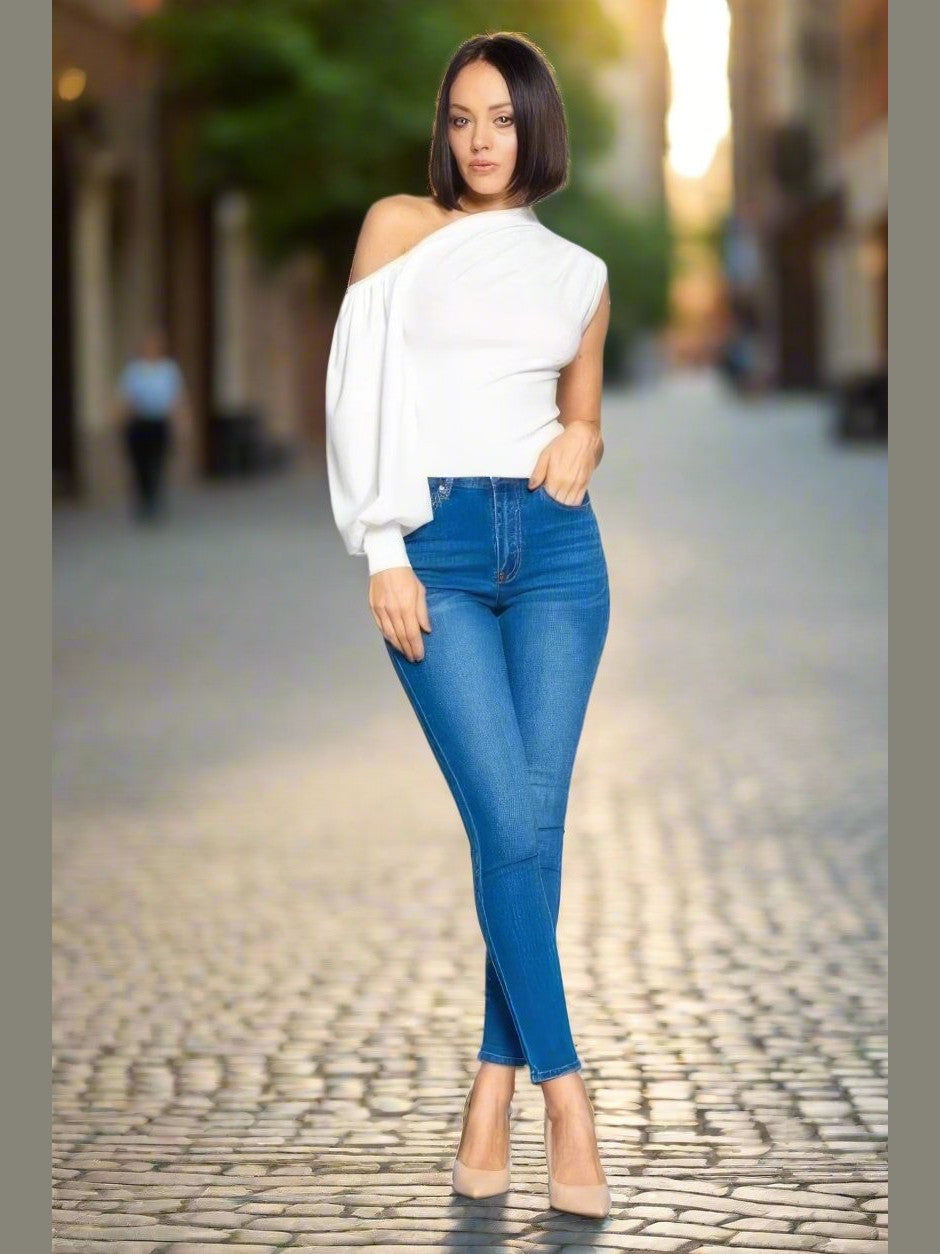 Sassy One-shoulder Top White