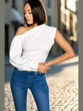Sassy One-shoulder Top White
