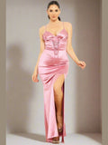 Sophisticated Satin Maxi Dress Pink
