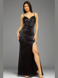 Sophisticated Satin Maxi Dress Black
